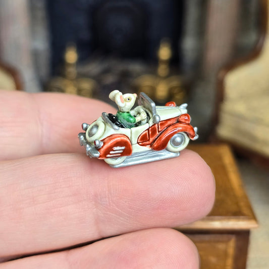 Randall Zadar Cool Little Cars #3 Mouse Car Bronze Figurine Retired 2006 Red & White