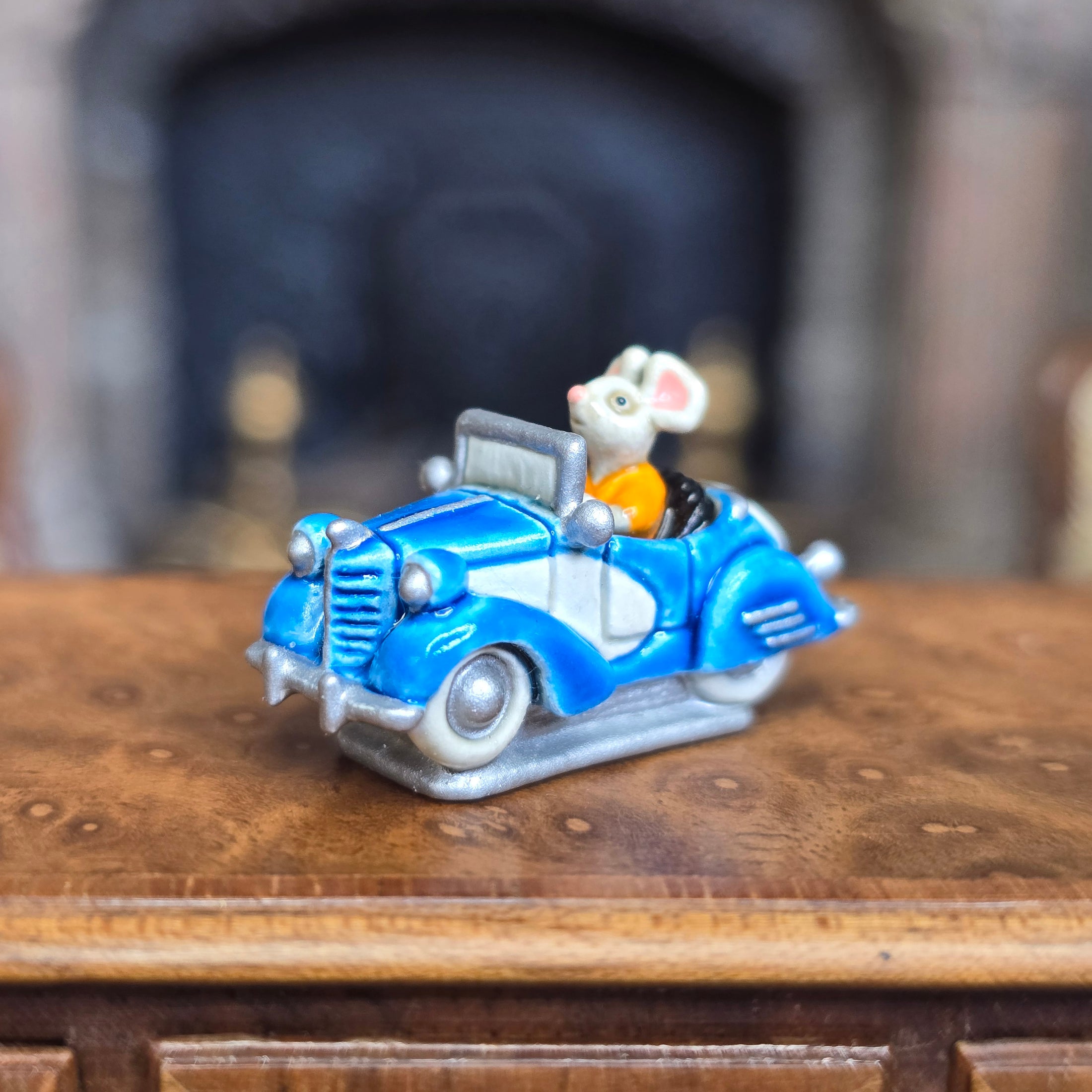 Randall Zadar Cool Little Cars #3 Mouse Car Bronze Figurine Retired 2006 Blue