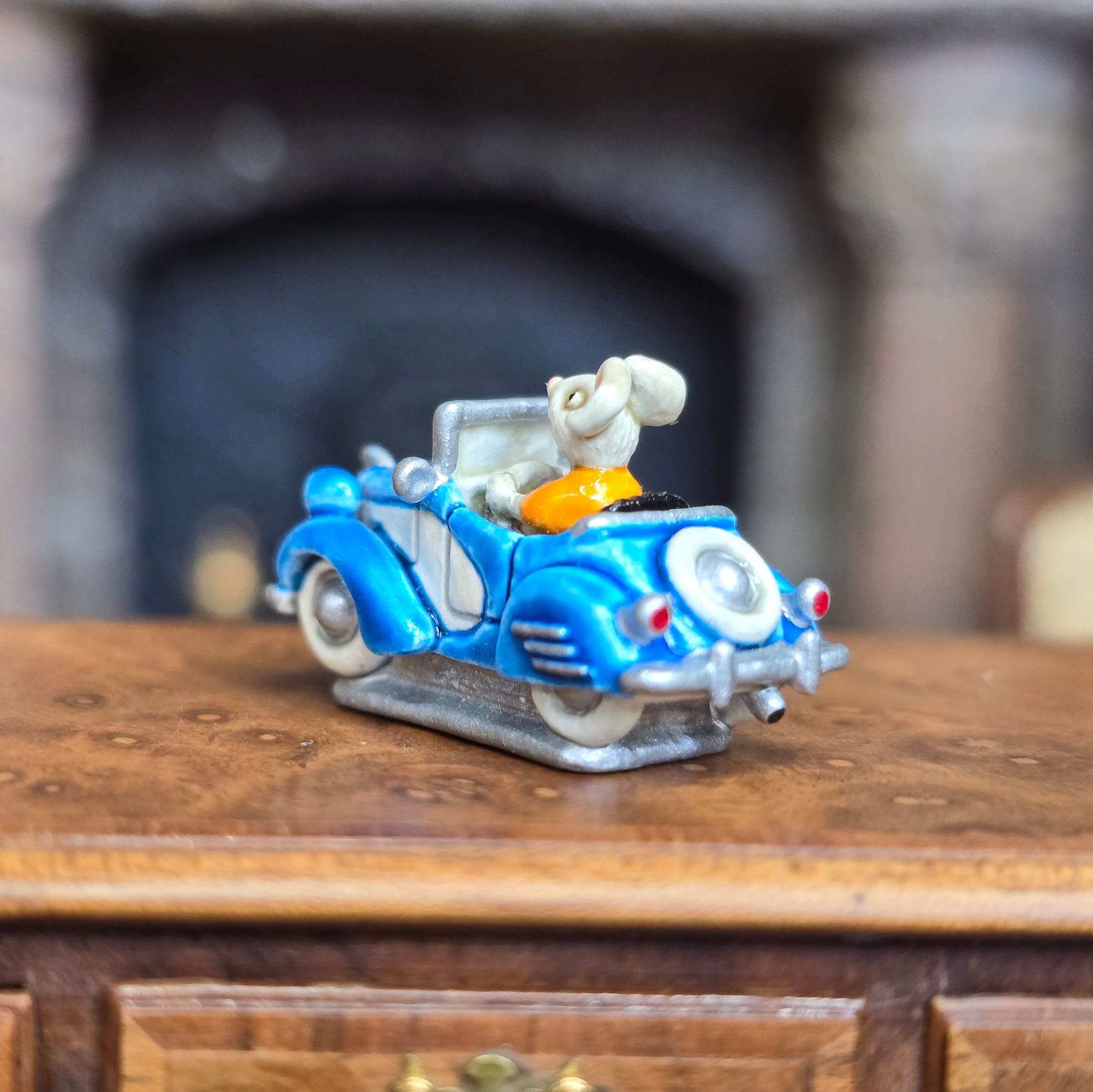 Randall Zadar Cool Little Cars #3 Mouse Car Bronze Figurine Retired 2006 Blue