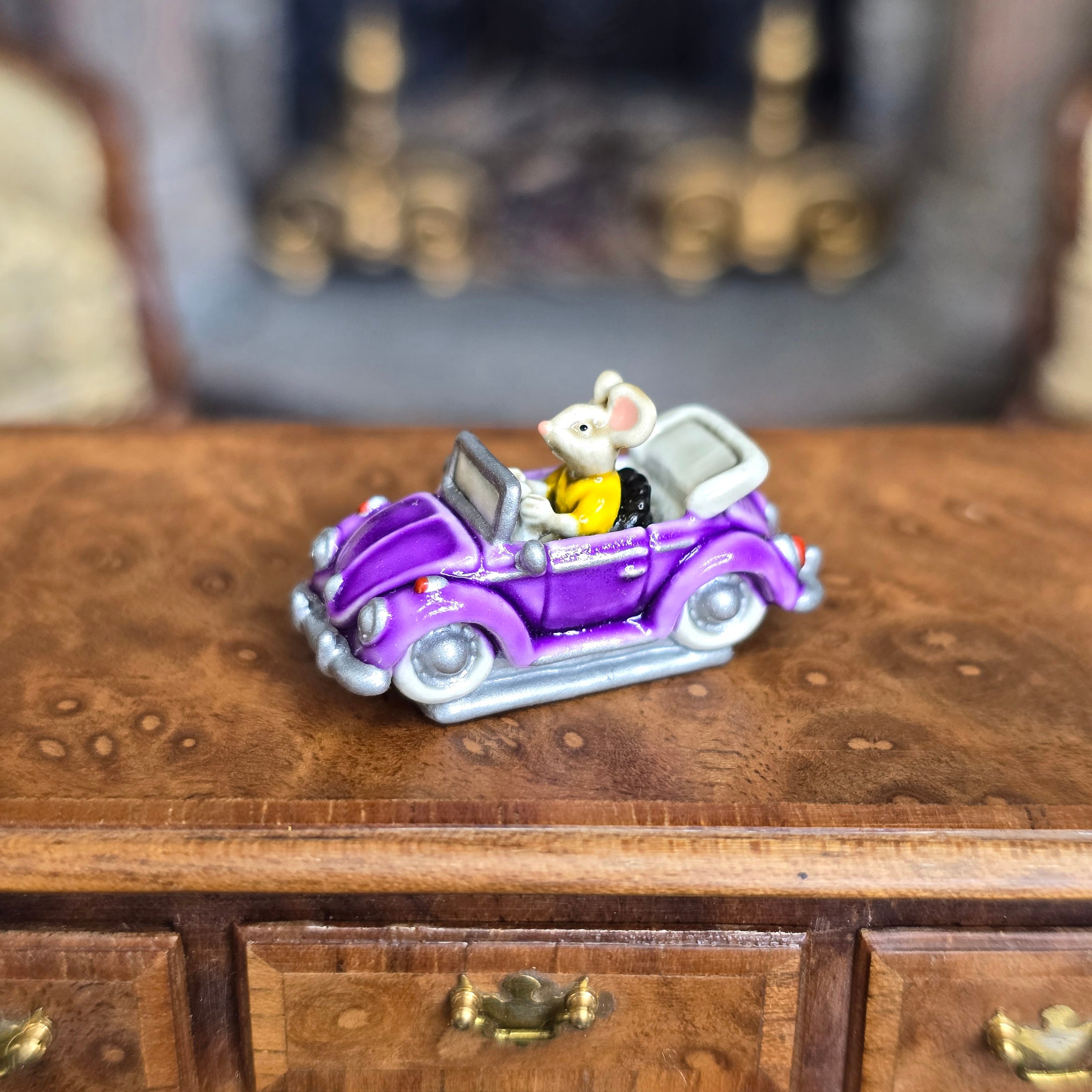 Randall Zadar Cool Little Cars #3 Mouse Car Bronze Figurine Retired 2006 Purple