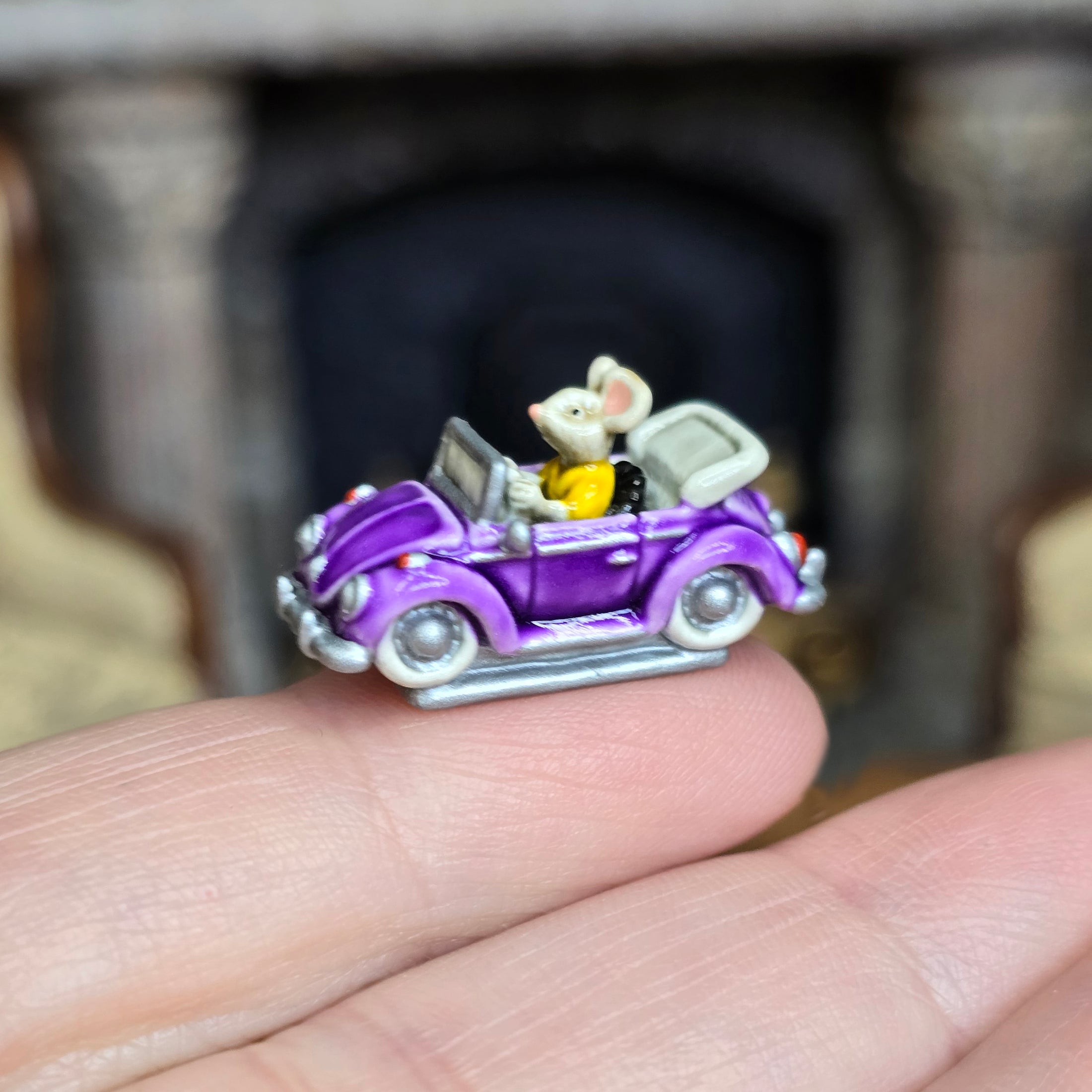 Randall Zadar Cool Little Cars #3 Mouse Car Bronze Figurine Retired 2006 Purple
