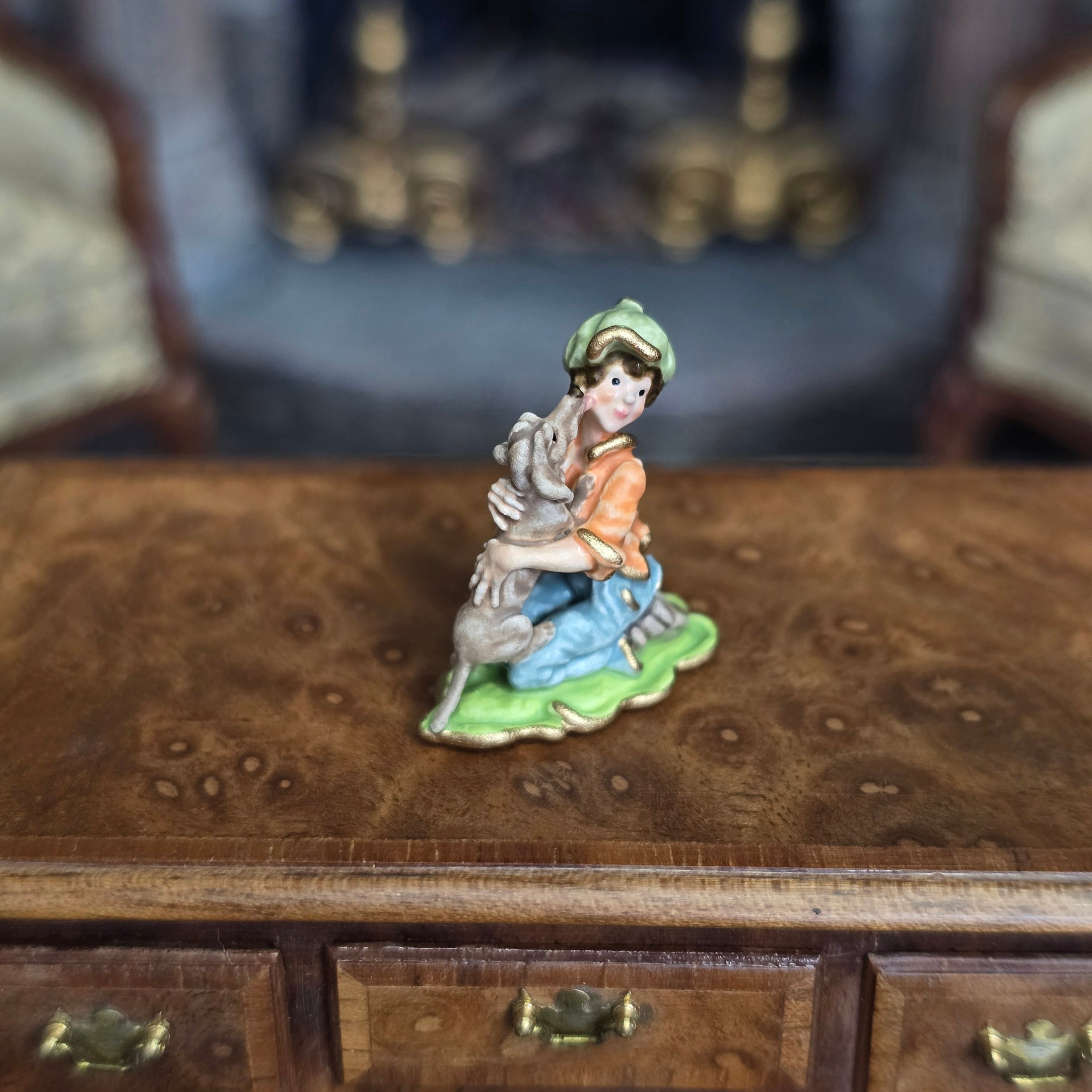 Randall Zadar Best Friends Retired Bronze Micro Miniature 2013 #207 Dog Licking Boy