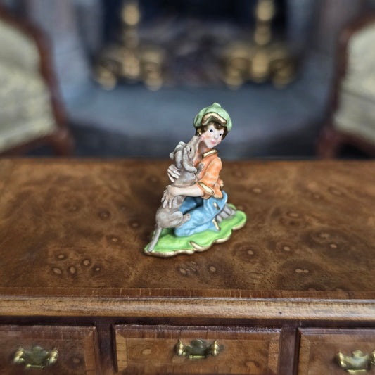 Randall Zadar Best Friends Retired Bronze Micro Miniature 2013 #207 Dog Licking Boy