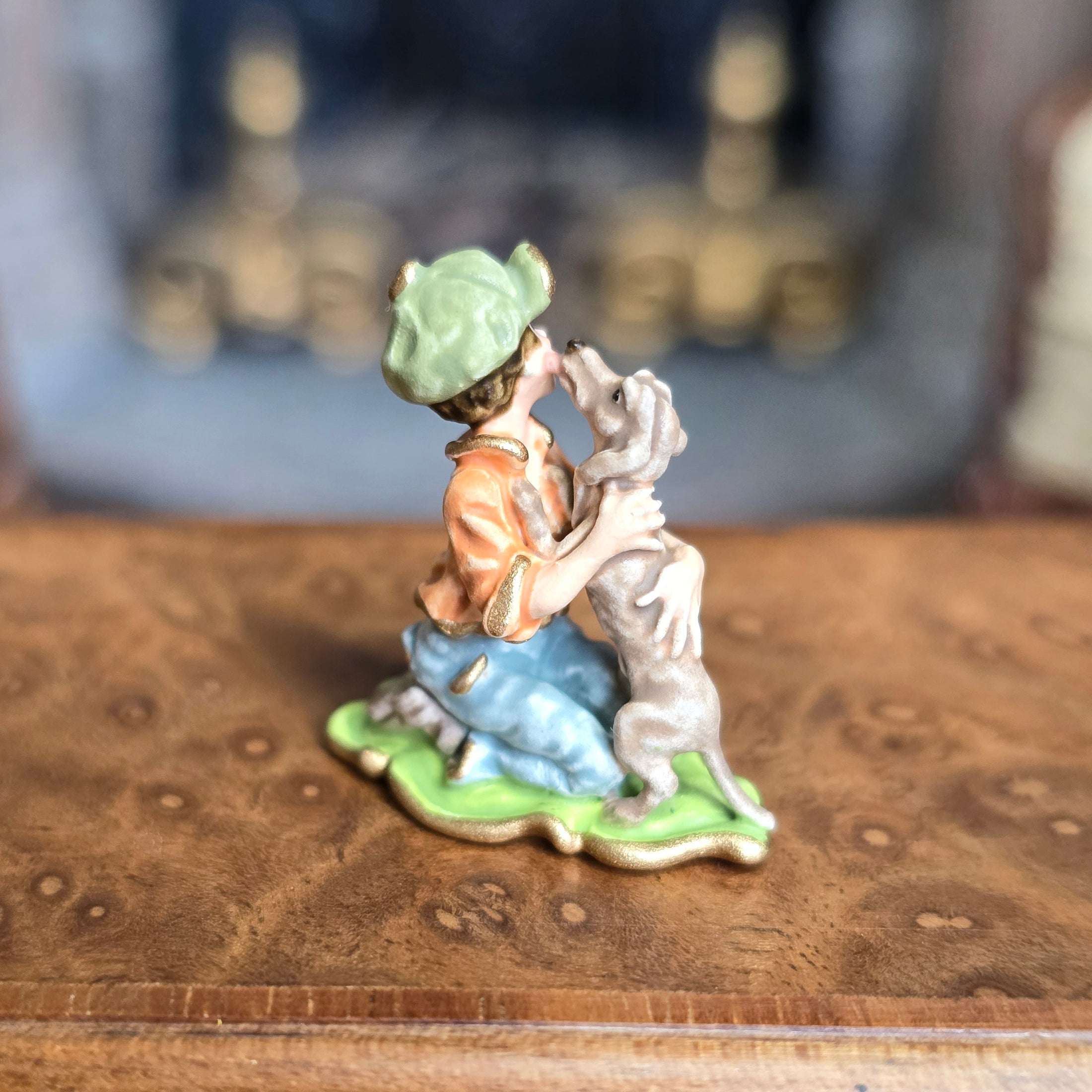 Randall Zadar Best Friends Retired Bronze Micro Miniature 2013 #207 Dog Licking Boy
