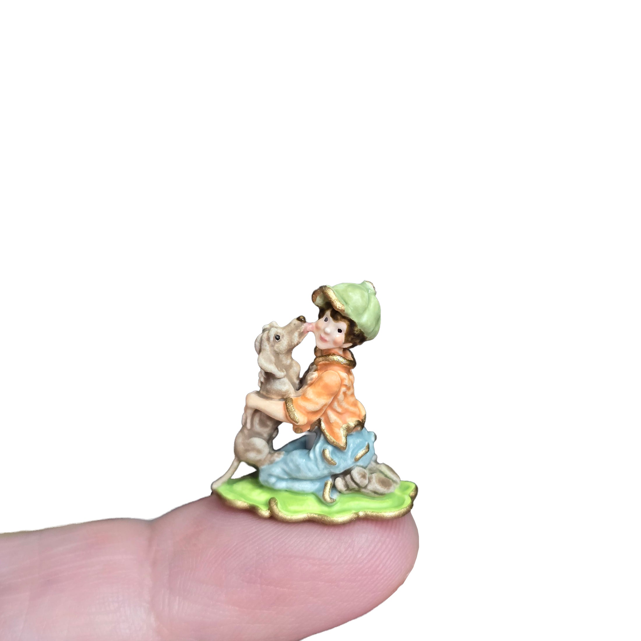 Randall Zadar Best Friends Retired Bronze Micro Miniature 2013 #207 Dog Licking Boy