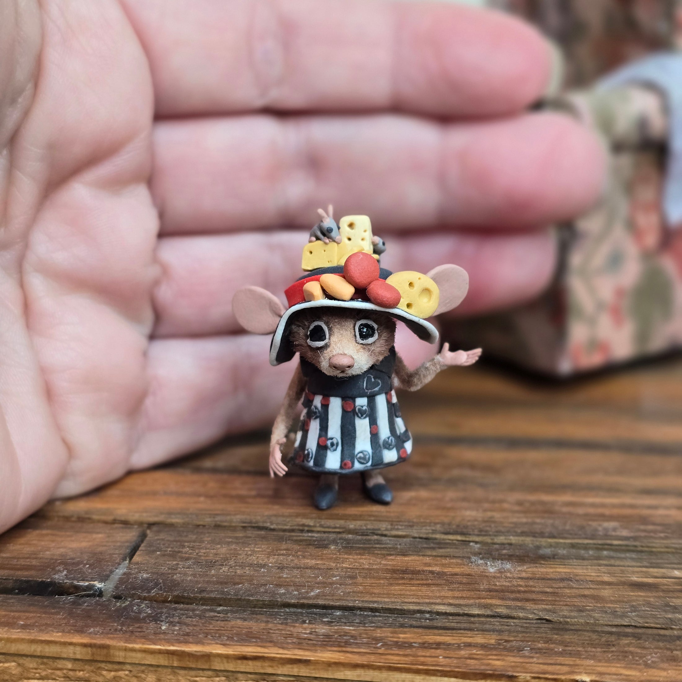 Aleah Klay Cheese Hat Fashionista Mouse OOAK Miniature c.2014