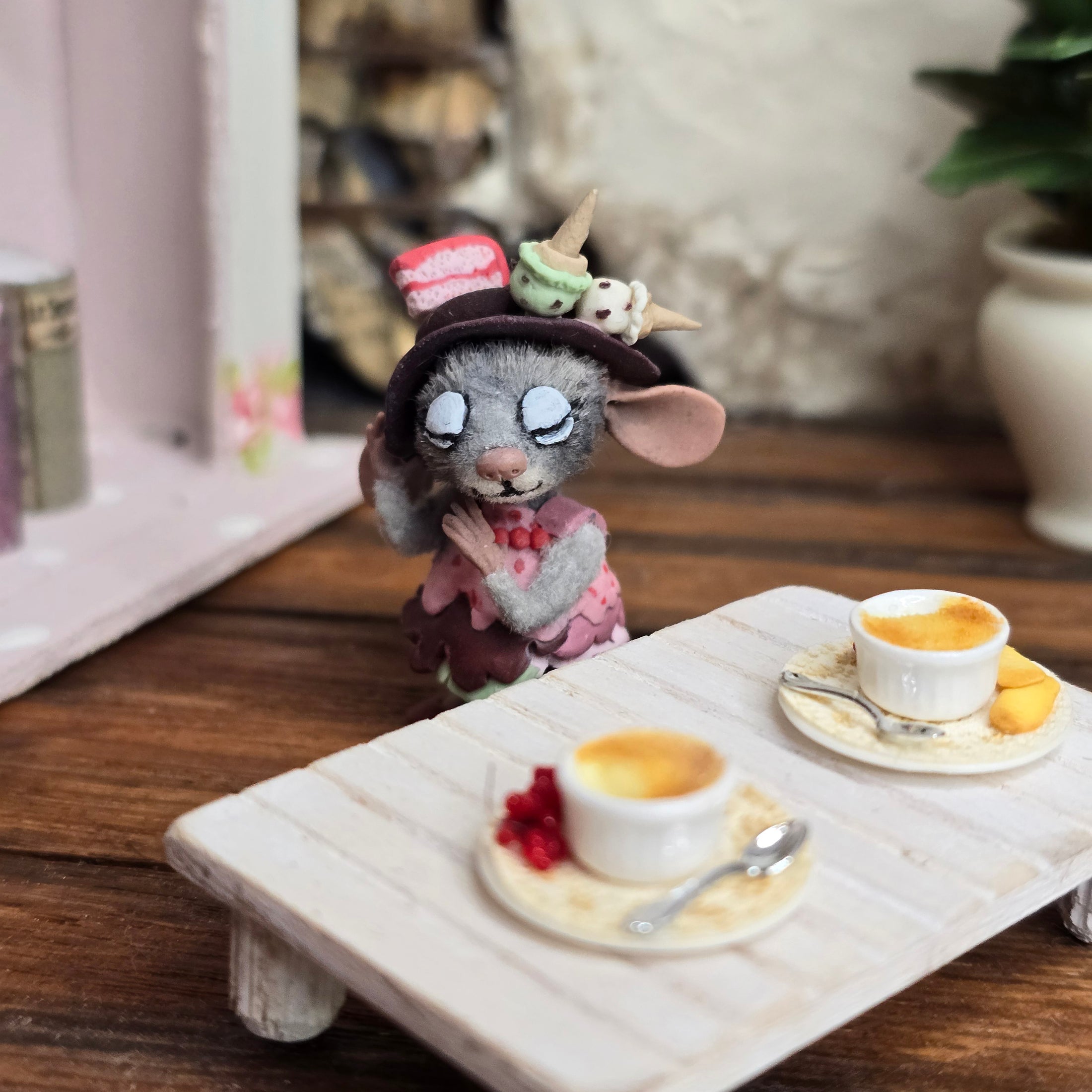 Aleah Klay “Miniature Mouse with Ice Cream & Cake Dress and Hat” OOAK 2014