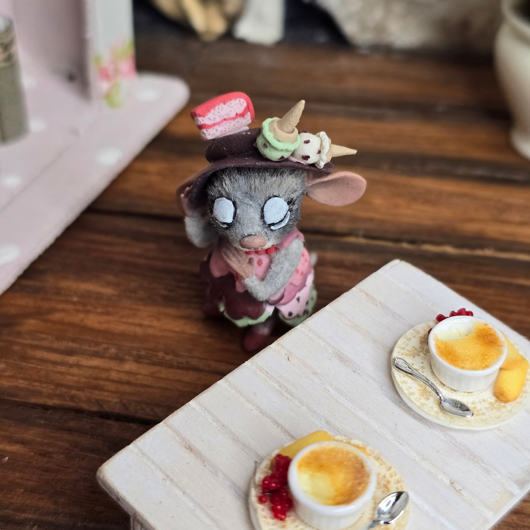 Aleah Klay “Miniature Mouse with Ice Cream & Cake Dress and Hat” OOAK 2014