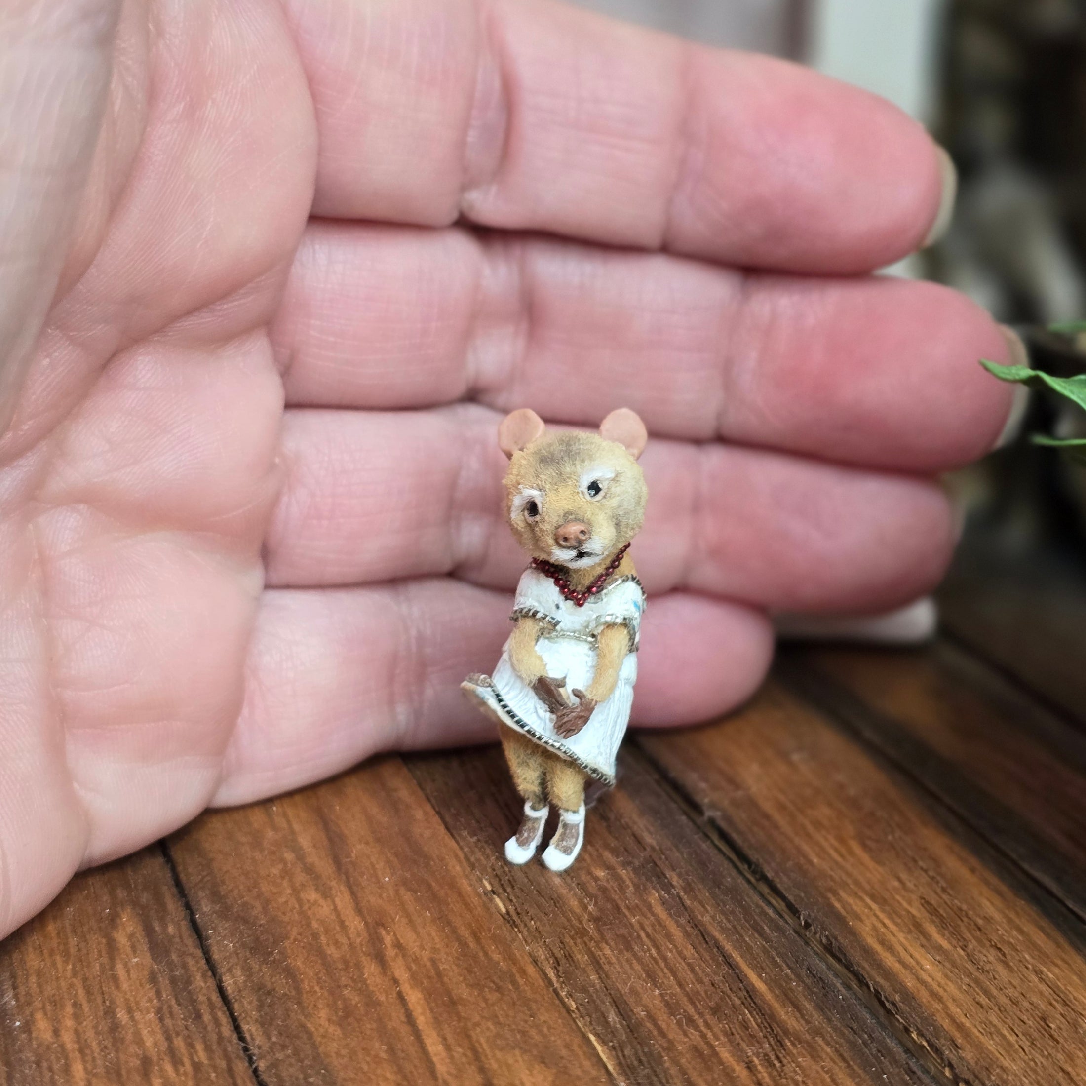 Aleah Klay Marilyn-Inspired Mouse in White Dress OOAK Miniature 2013