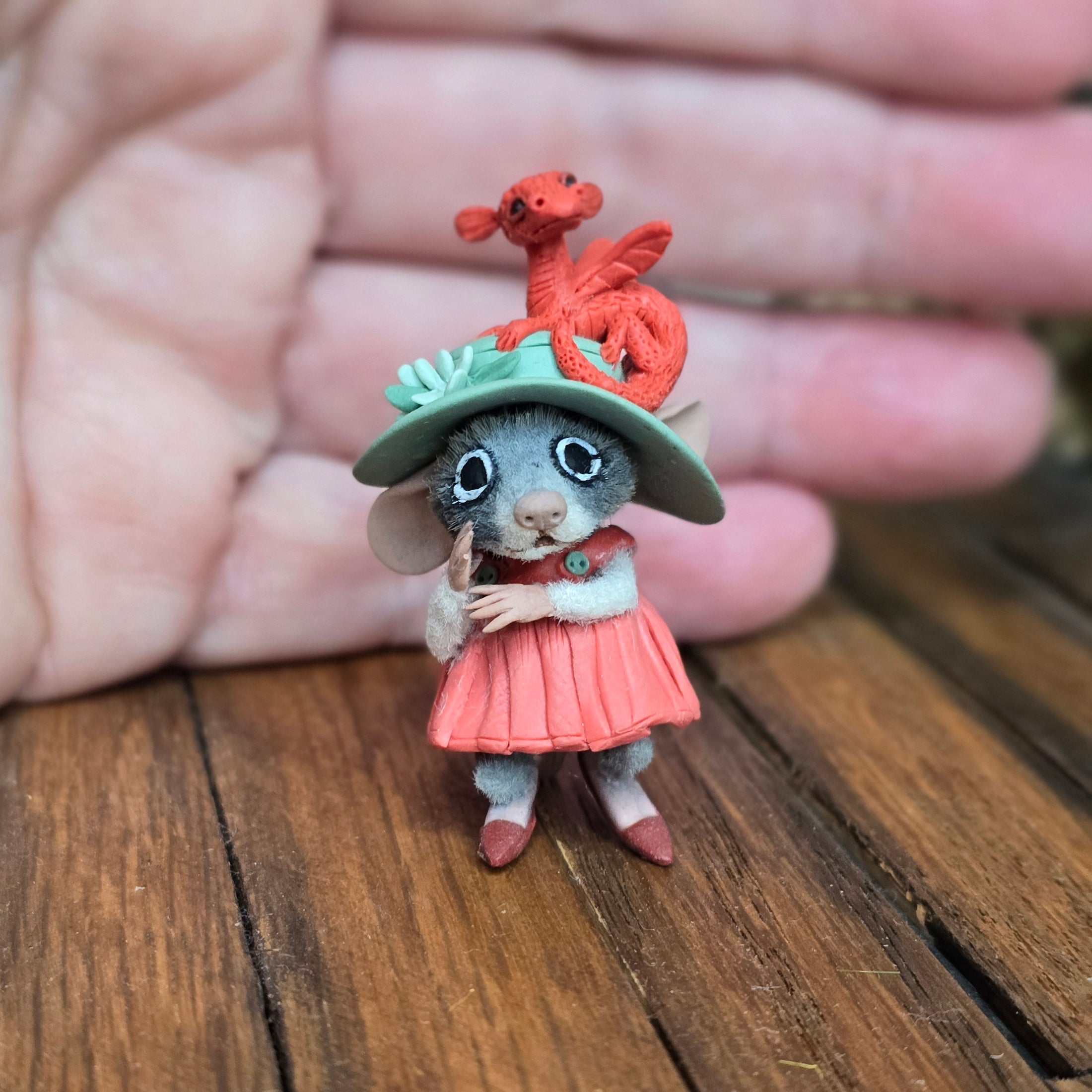 Aleah Klay “Miniature Mouse with Pet Dragon Hat” OOAK 2014