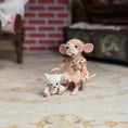 Load image into Gallery viewer, Aleah Klay Miniature Mouse Girl with her Teddy Bear Companion OOAK 2012
