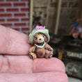 Load image into Gallery viewer, Aleah Klay Rose Hat Sculpted Clay Toy Teddy Bear OOAK 2014
