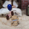 Load image into Gallery viewer, Aleah Klay Sad, Pouty Teddy Bear with Blue Balloon OOAK Miniature 2013 Sculpted

