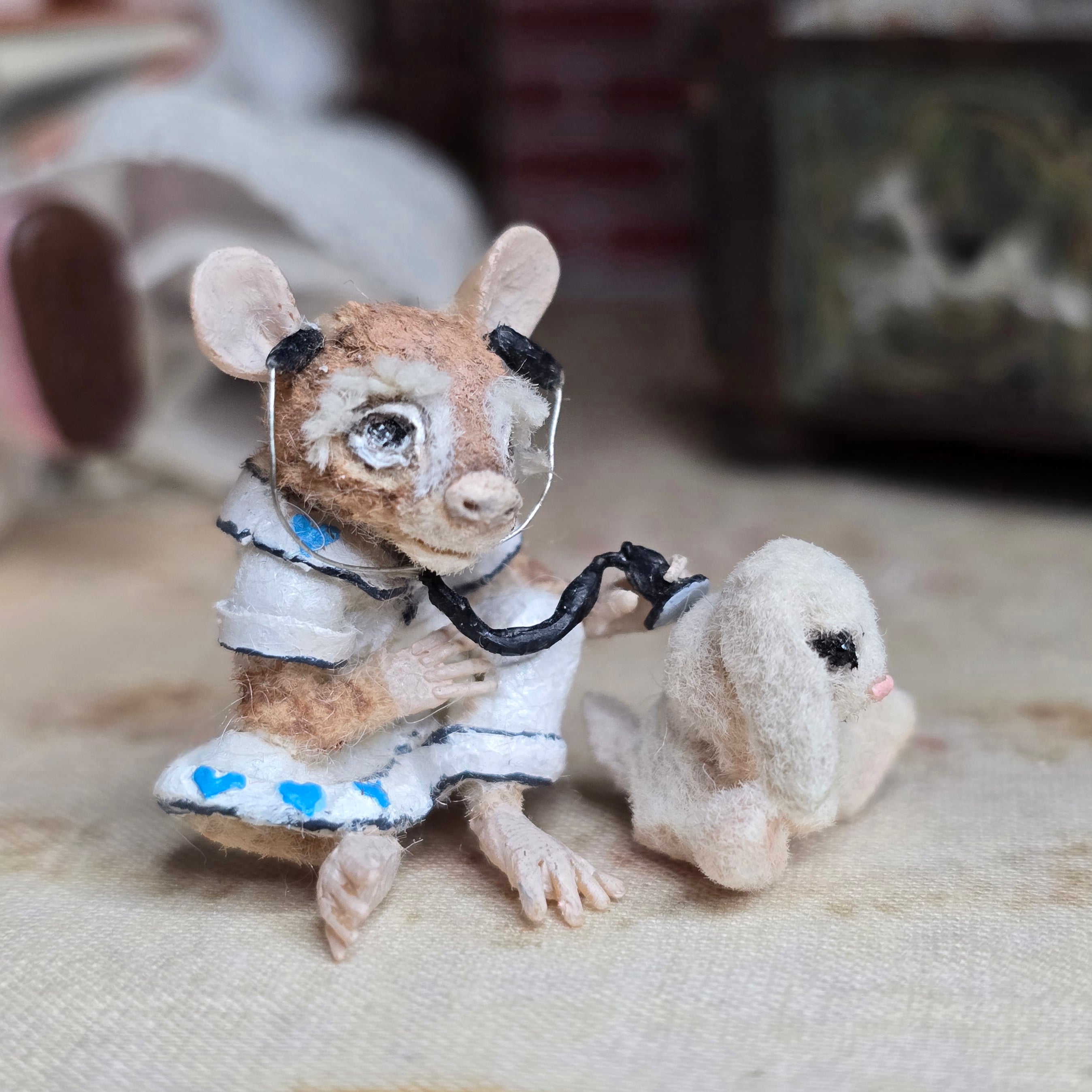 Aleah Klay “Nurse Mouse with Bunny Patient” OOAK 2015