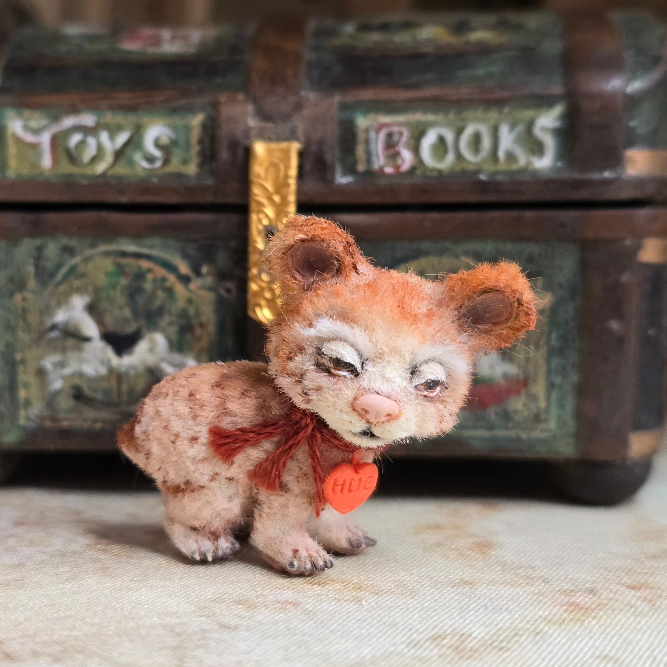 Aleah Klay Whimsical Spotted Hug Bear Cub OOAK 2016 Hand Sculpted