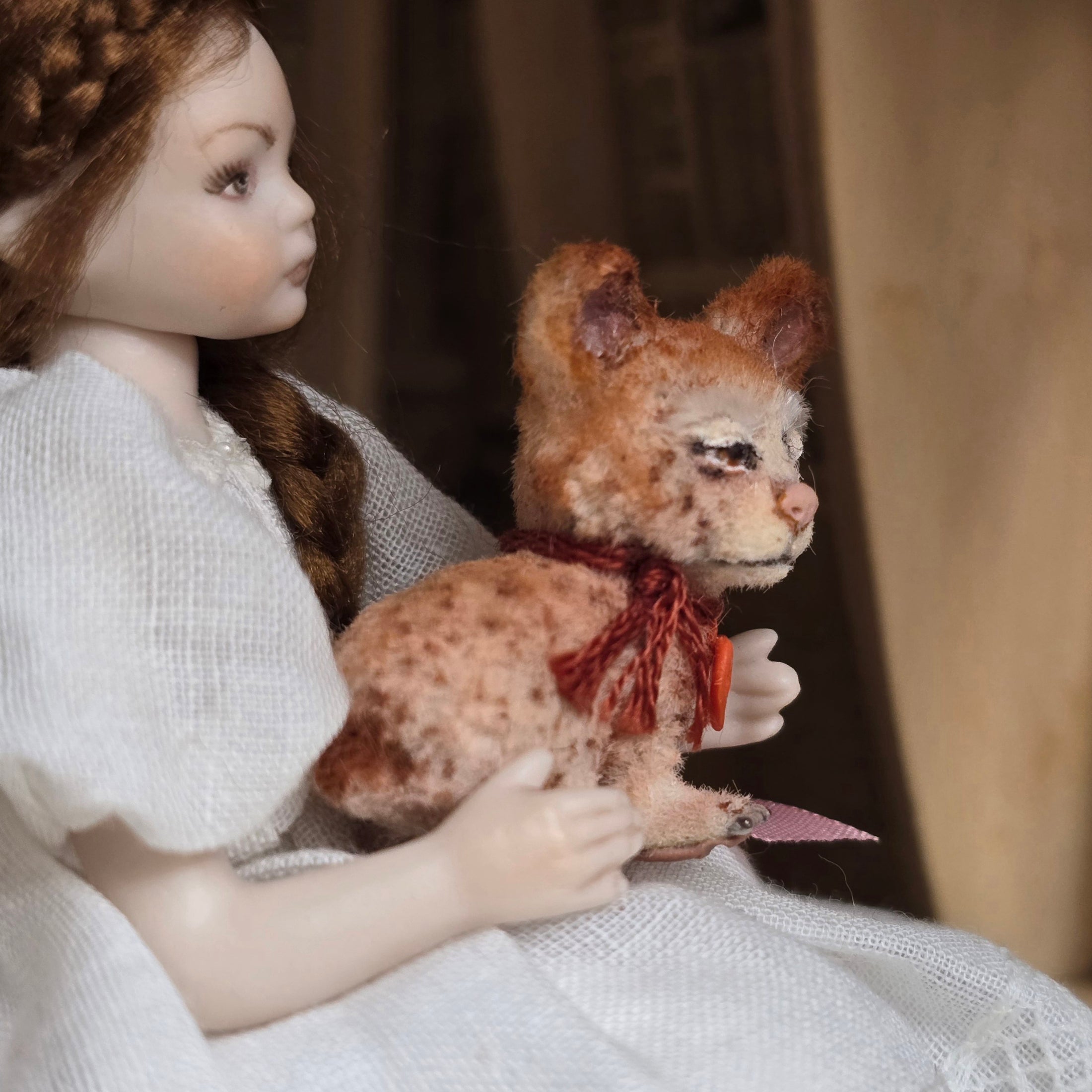 Aleah Klay Whimsical Spotted Hug Bear Cub OOAK 2016 Hand Sculpted