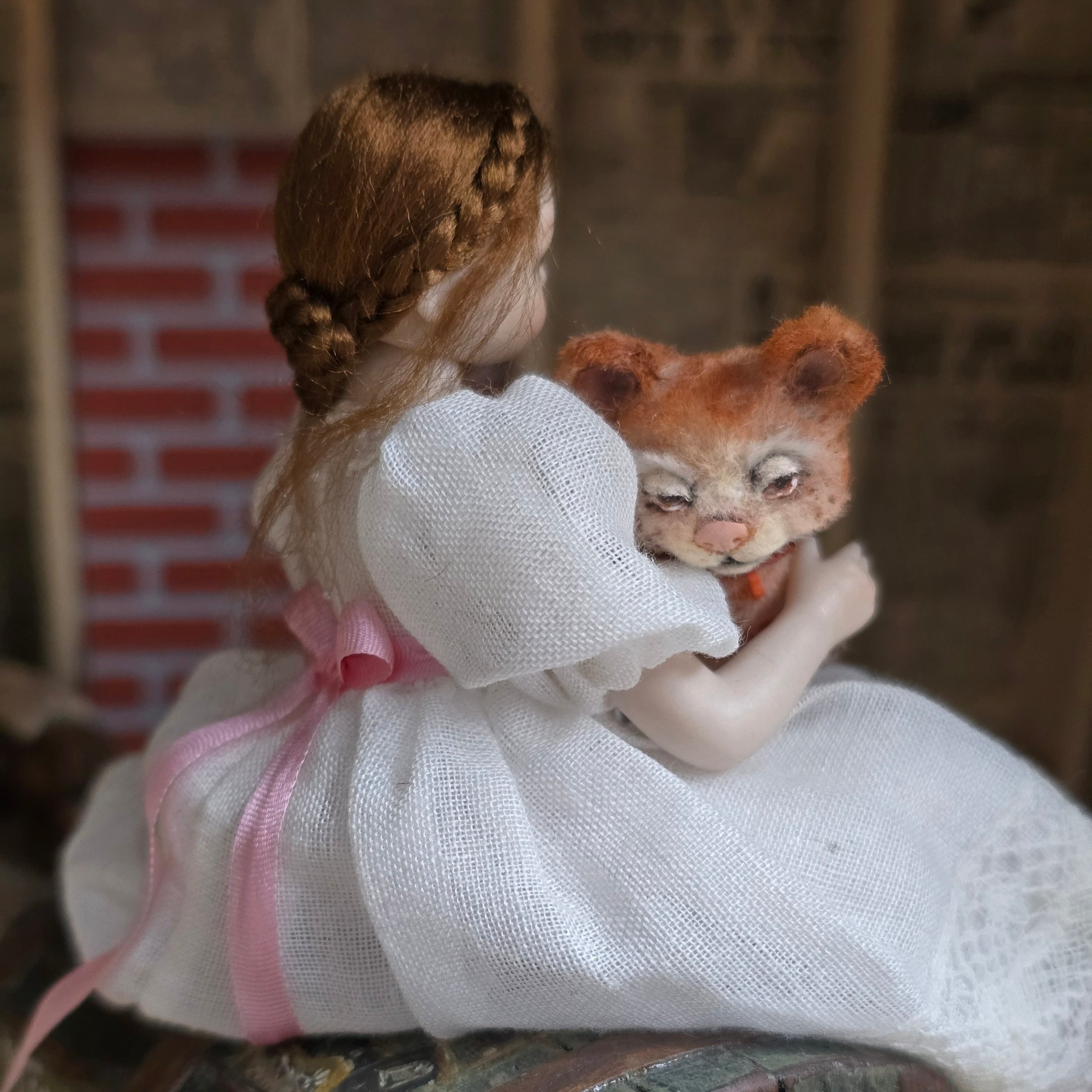 Aleah Klay Whimsical Spotted Hug Bear Cub OOAK 2016 Hand Sculpted