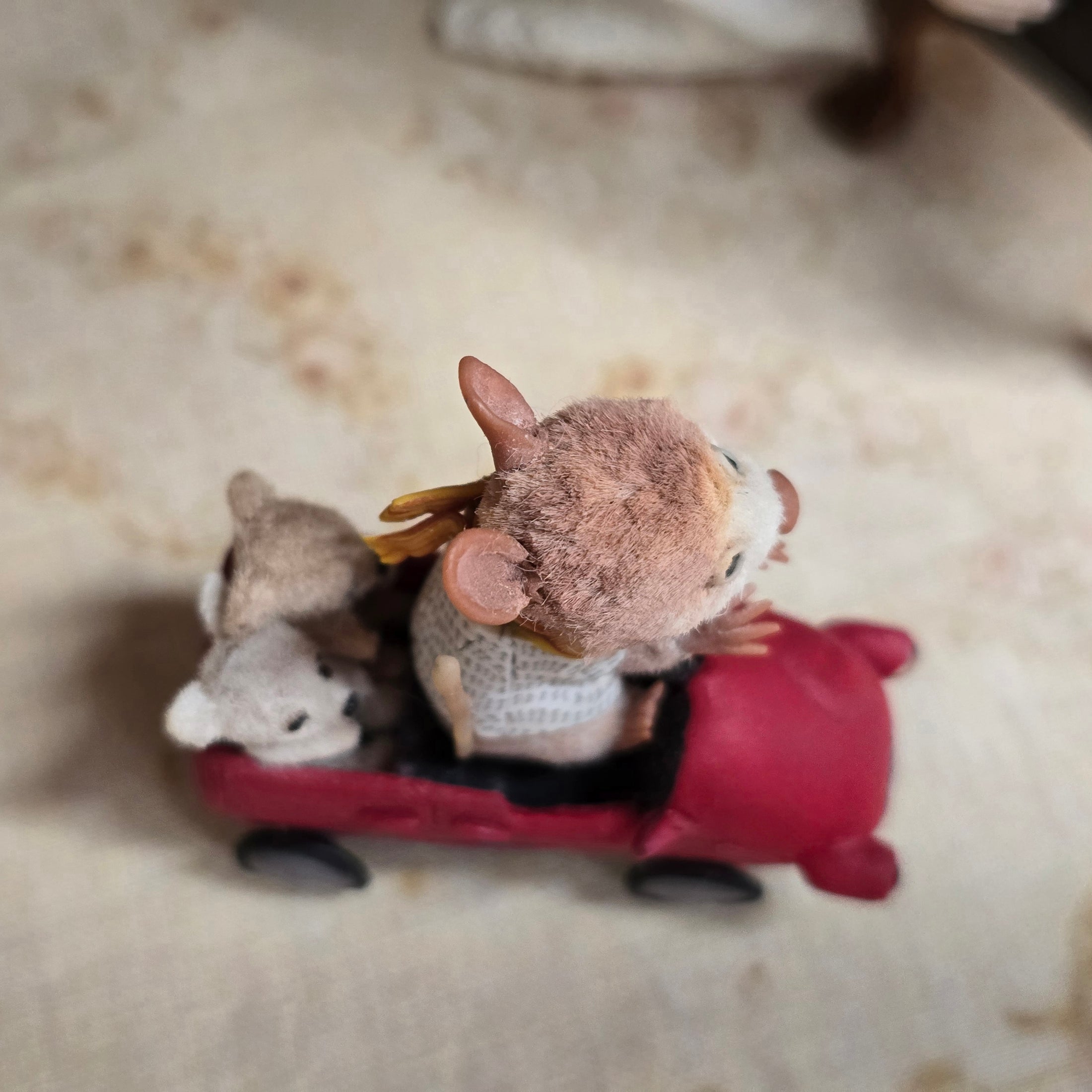 Aleah Klay “Miniature Mouse Driving Red Car with Teddy Bears” OOAK 2012