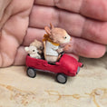 Load image into Gallery viewer, Aleah Klay “Miniature Mouse Driving Red Car with Teddy Bears” OOAK 2012
