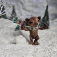 Load image into Gallery viewer, Aleah Klay Bear Cub with Scarf Ready for a Hug OOAK Miniature 2014
