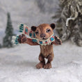 Load image into Gallery viewer, Aleah Klay Bear Cub with Scarf Ready for a Hug OOAK Miniature 2014
