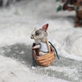 Load image into Gallery viewer, Aleah Klay Mouse in Row Boat with Teddy Bear OOAK Miniature c.2012
