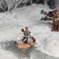 Load image into Gallery viewer, Aleah Klay Mouse in Row Boat with Teddy Bear OOAK Miniature c.2012
