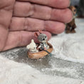 Load image into Gallery viewer, Aleah Klay Mouse in Row Boat with Teddy Bear OOAK Miniature c.2012
