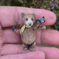 Load image into Gallery viewer, Aleah Klay Brown Bear with Blue Butterfly OOAK Miniature 2013
