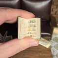 Load image into Gallery viewer, Miniature book held open by a hand with detailed illustrations on a blurred background
