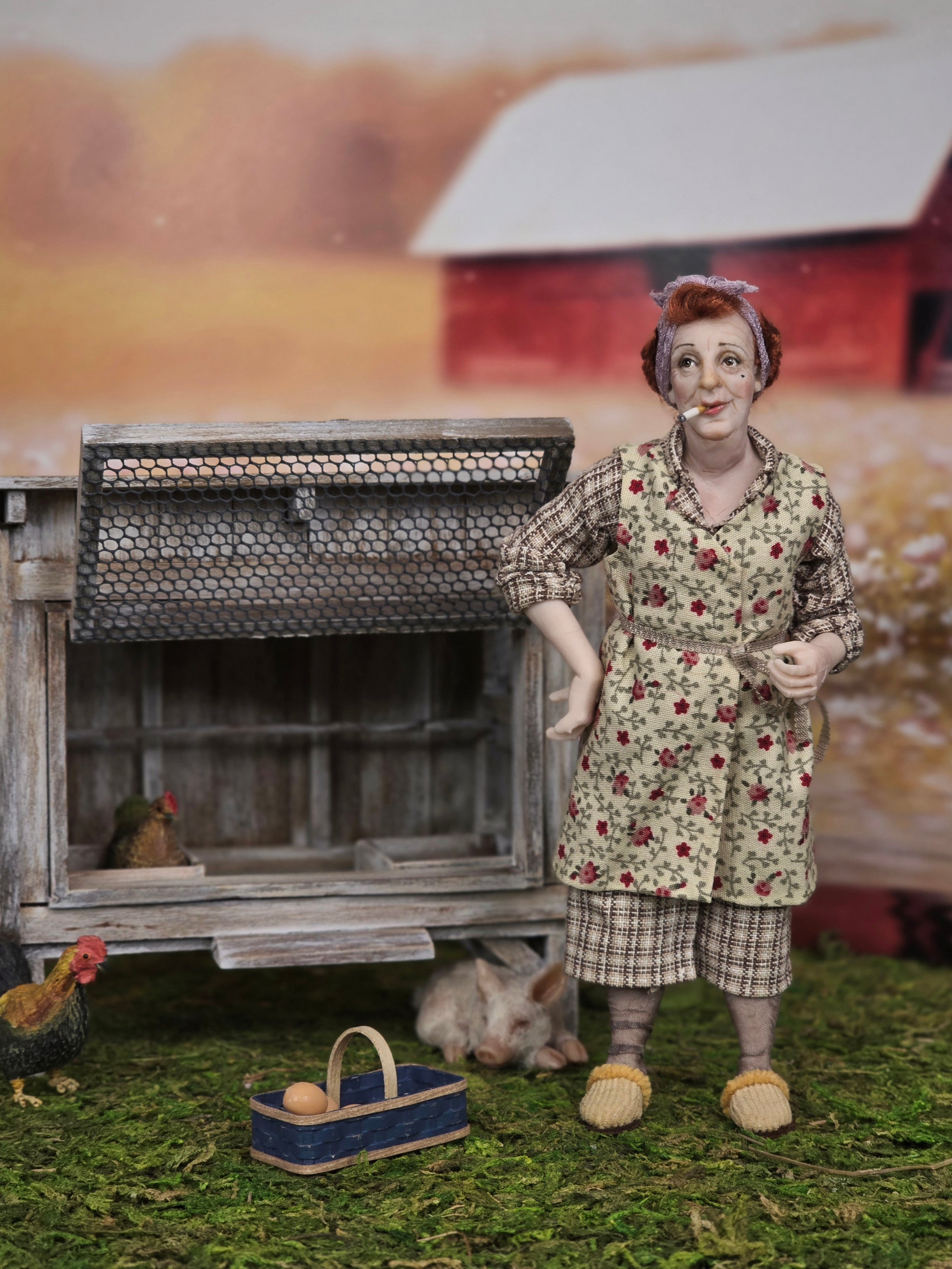Julie Campbell OOAK Tired Cigarette Smoking Housewife Character Doll 1:12 Scale