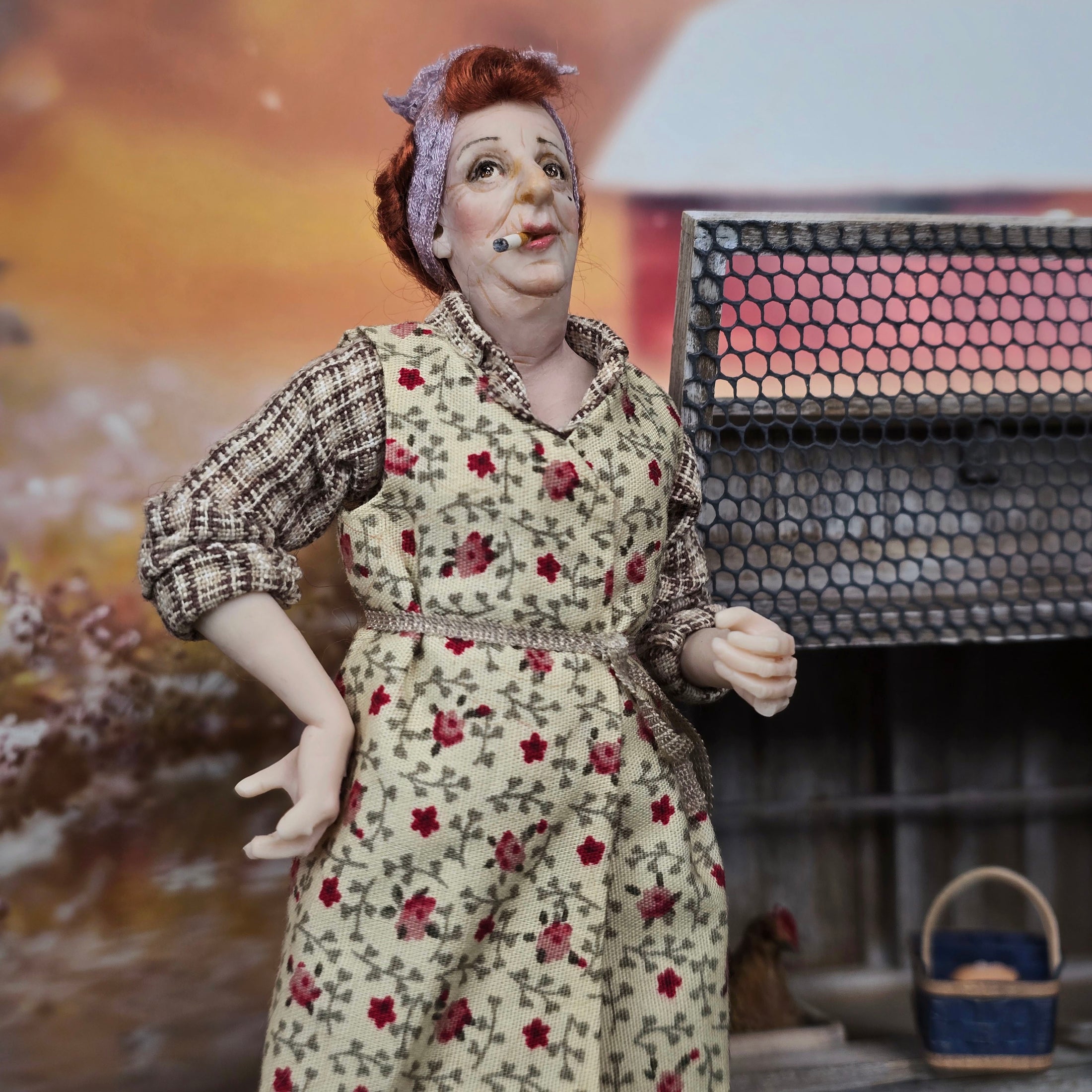 Julie Campbell OOAK Tired Cigarette Smoking Housewife Character Doll 1:12 Scale