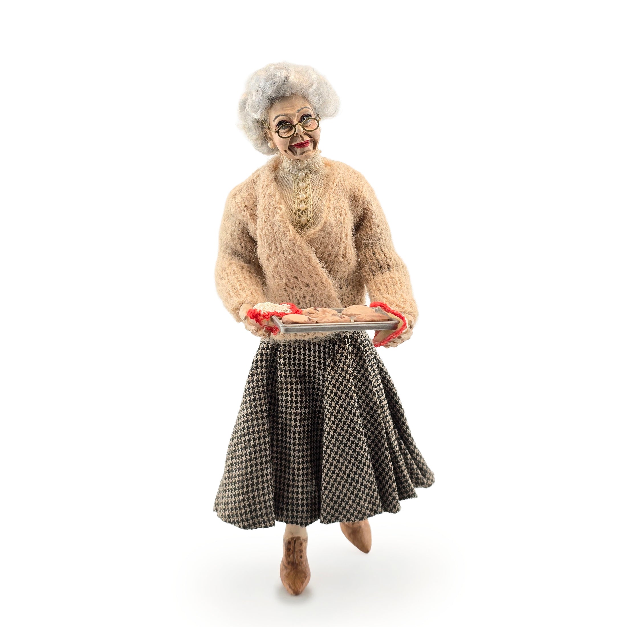 RESERVED FOR RICK: Marcia Backstrom OOAK Granny Baker Character Doll with Cookie Tray
