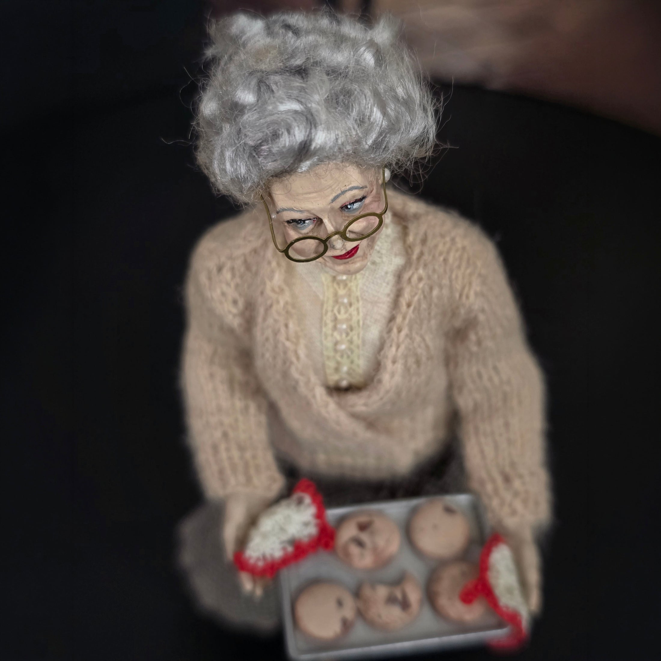 RESERVED FOR RICK: Marcia Backstrom OOAK Granny Baker Character Doll with Cookie Tray