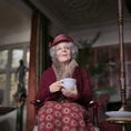 Load image into Gallery viewer, Julie Campbell IGMA Seated Elder Lady Doll in Burgundy Coat Clay Character Figure
