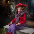 Load image into Gallery viewer, Julie Campbell IGMA Red Hat Society Lady Seated Doll with Purse & Gloves
