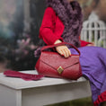 Load image into Gallery viewer, Julie Campbell IGMA Red Hat Society Lady Seated Doll with Purse & Gloves
