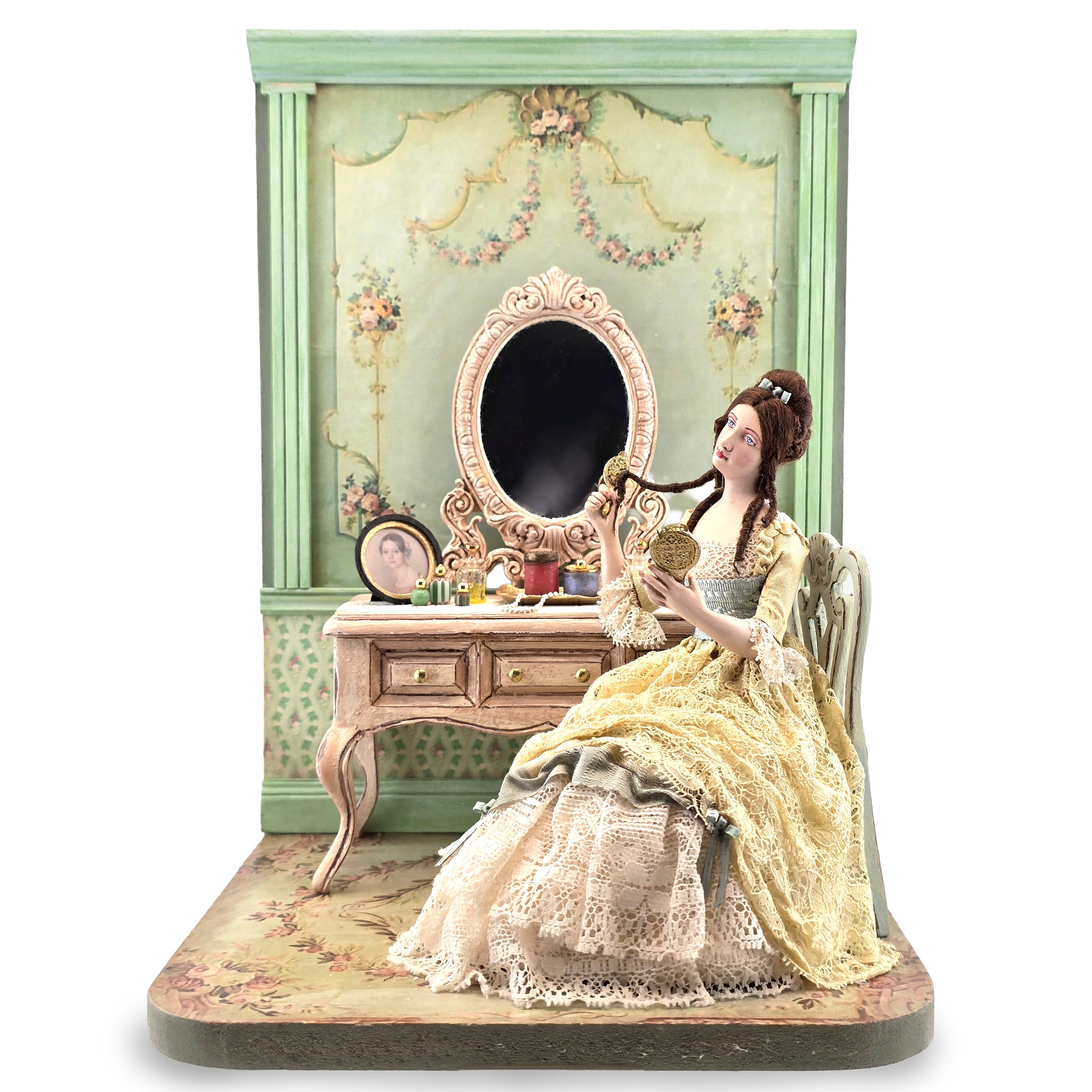 Gale Elena Bantock IGMA OOAK Victorian Vanity Dollhouse Vignette Signed 2022