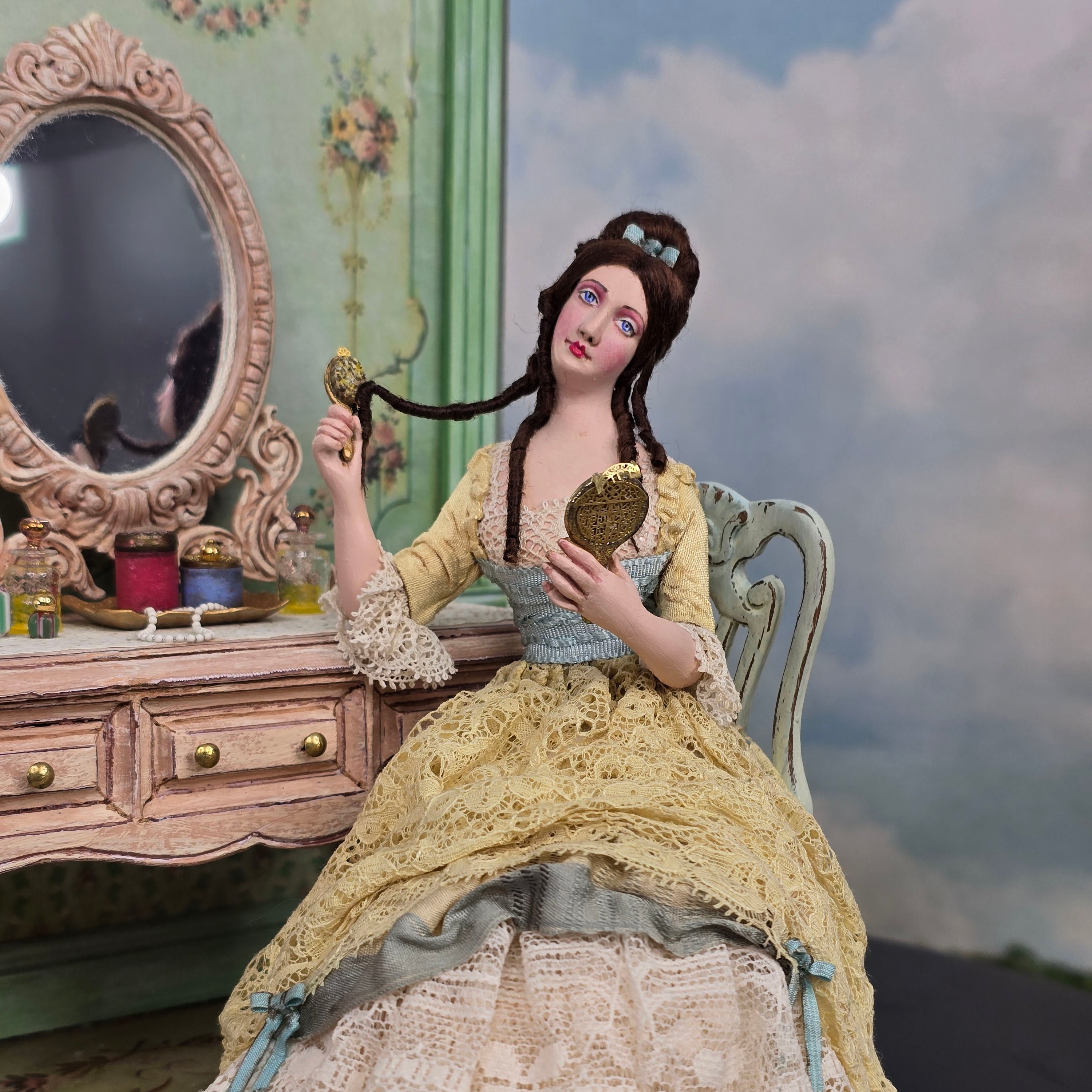 Gale Elena Bantock IGMA OOAK Victorian Vanity Dollhouse Vignette Signed 2022
