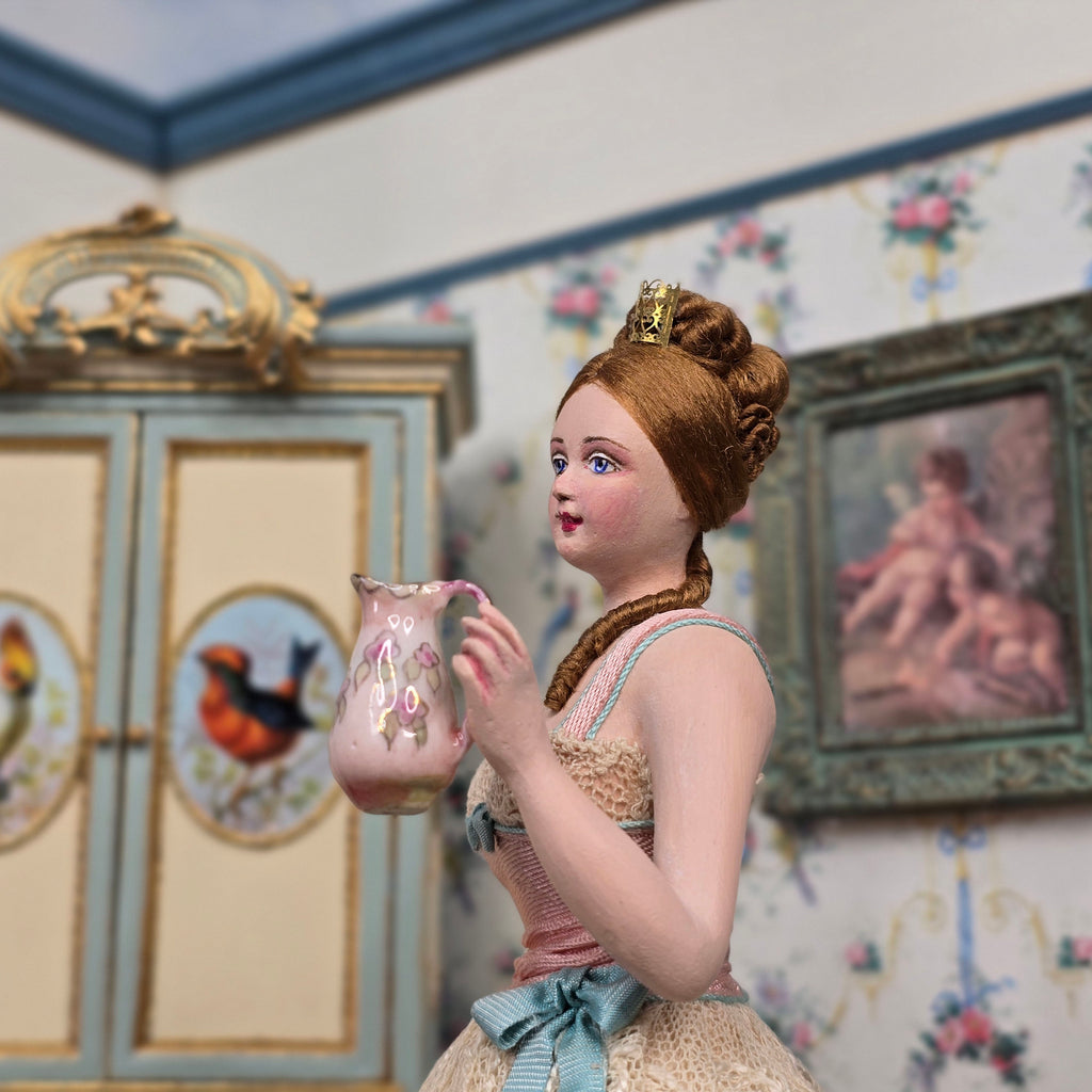 Gale Elena Bantock Victorian Bedroom Wardrobe Vignette with Lady Doll at Bedtime IGMA