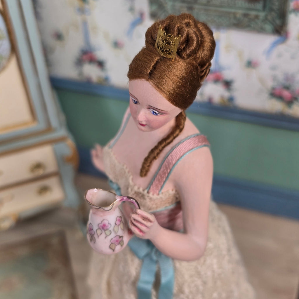 Gale Elena Bantock Victorian Bedroom Wardrobe Vignette with Lady Doll at Bedtime IGMA