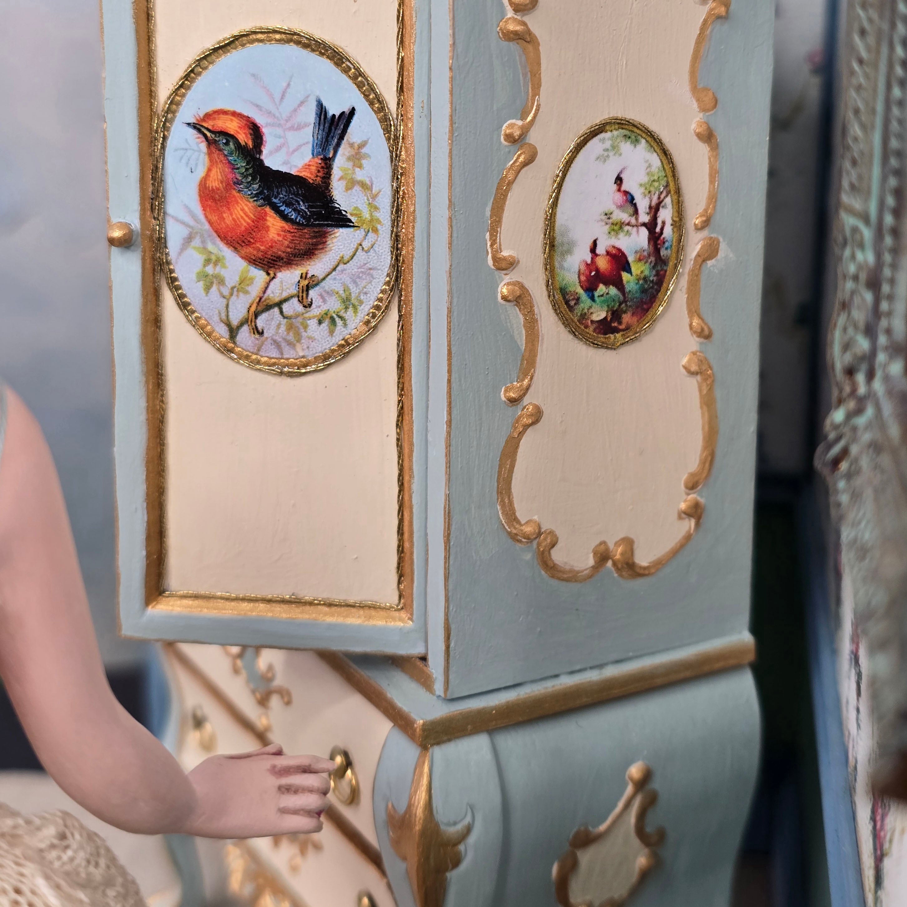 Gale Elena Bantock Victorian Bedroom Wardrobe Vignette with Lady Doll at Bedtime IGMA