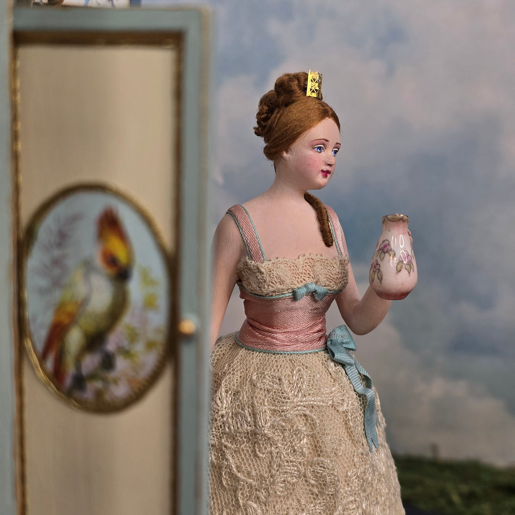 Gale Elena Bantock Victorian Bedroom Wardrobe Vignette with Lady Doll at Bedtime IGMA