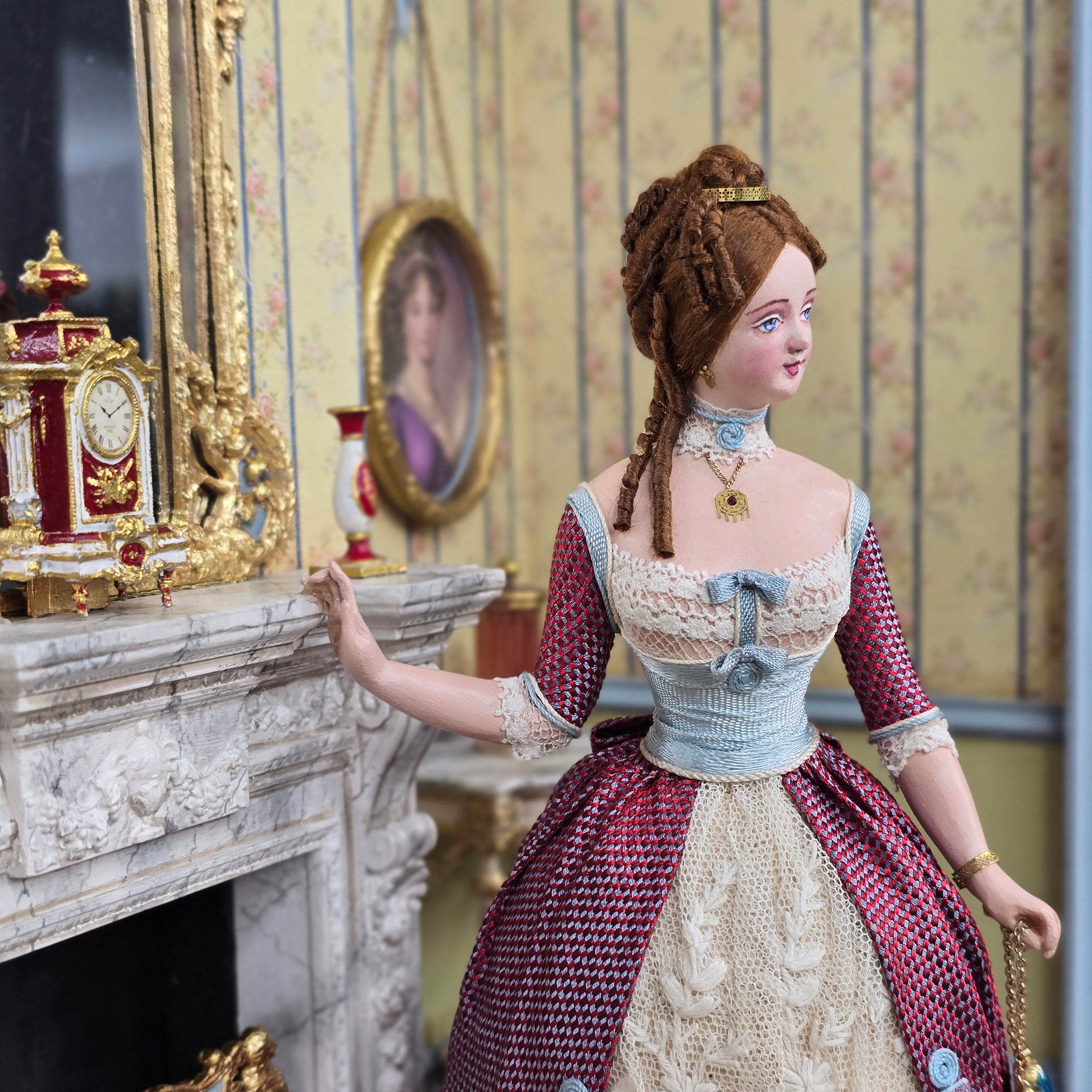 Gale Elena Bantock IGMA Victorian Drawing Room Vignette with Beautiful Doll