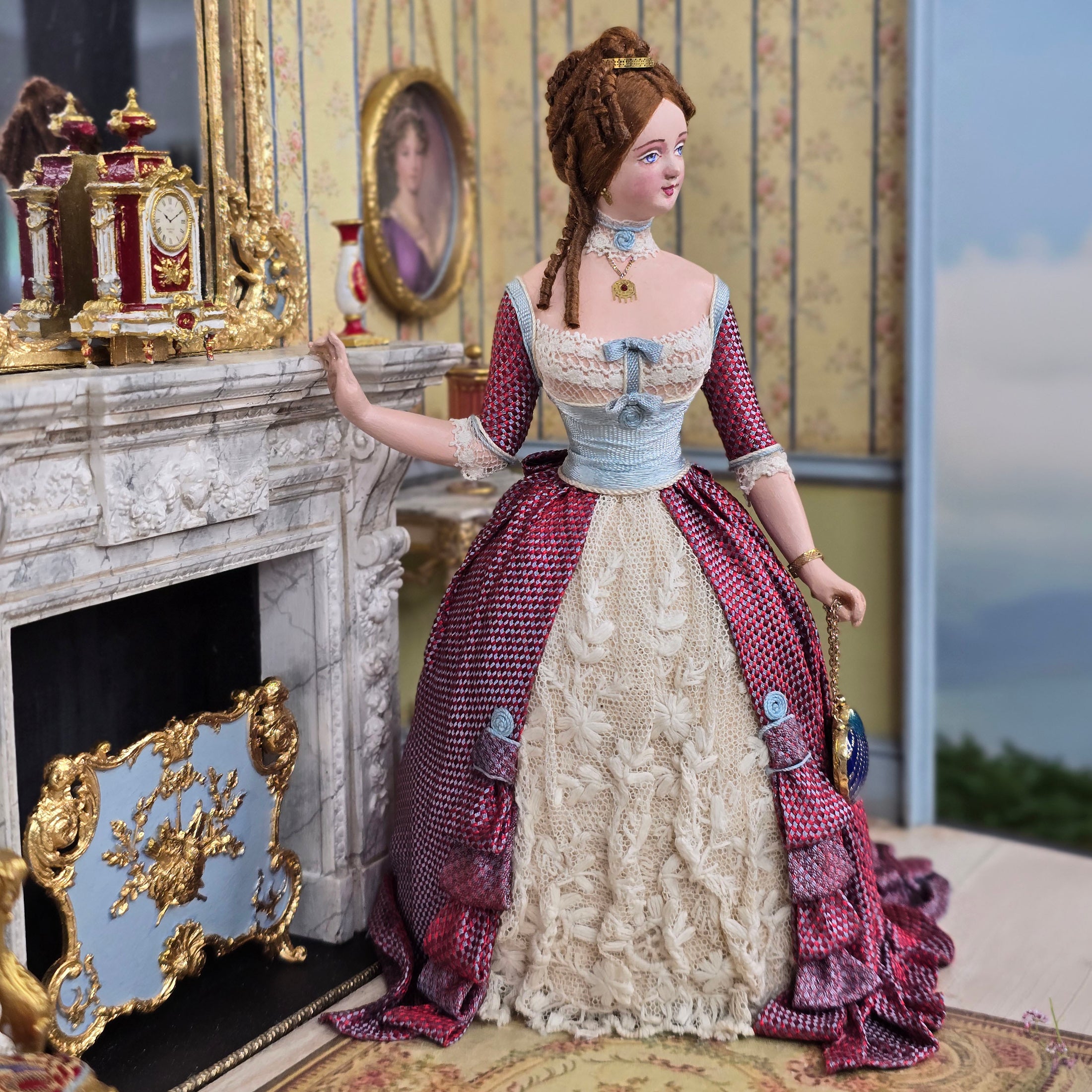 Gale Elena Bantock IGMA Victorian Drawing Room Vignette with Beautiful Doll