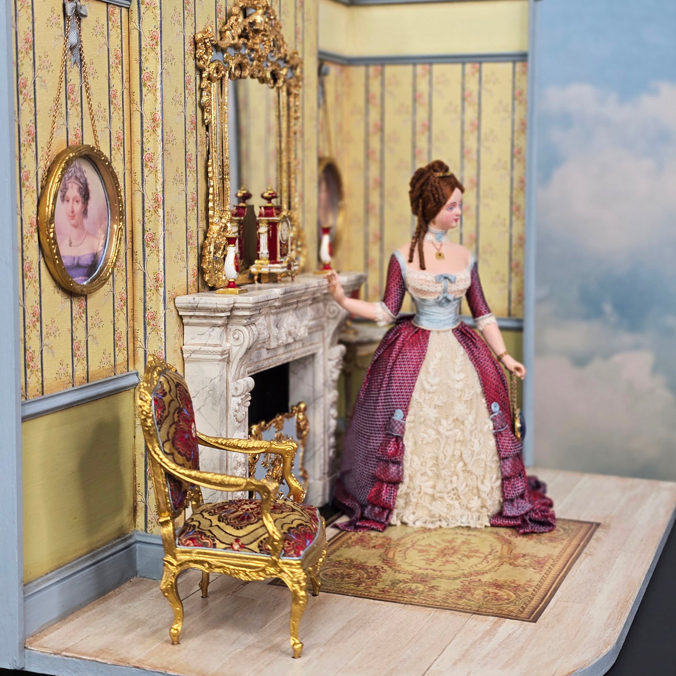 Gale Elena Bantock IGMA Victorian Drawing Room Vignette with Beautiful Doll