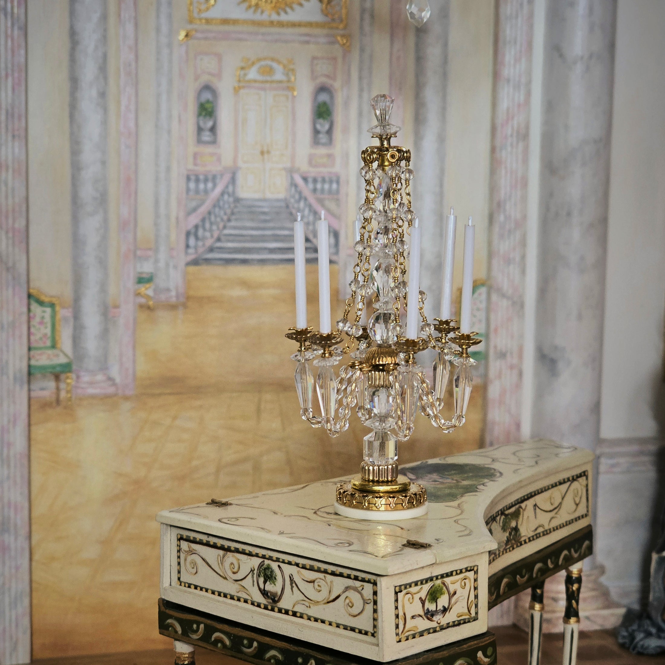 Greg Anton Crystal & Gilt Table Candelabra (for John J. Hodgson)