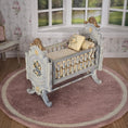 Load image into Gallery viewer, Painted Baby Blue Antique-Style Cradle Dressed with Silk Bedding Bluette Meloney
