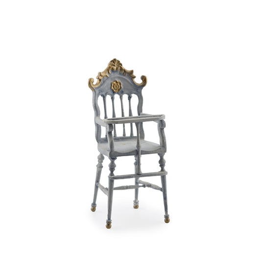 RARE Hand-Painted Carved Wood Antique-Style High Chair by Bluette Meloney