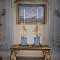 Load image into Gallery viewer, Pair of Miniature Louis XV Bronze & Marble Mermaid Putti Candelabras by David Iriarte
